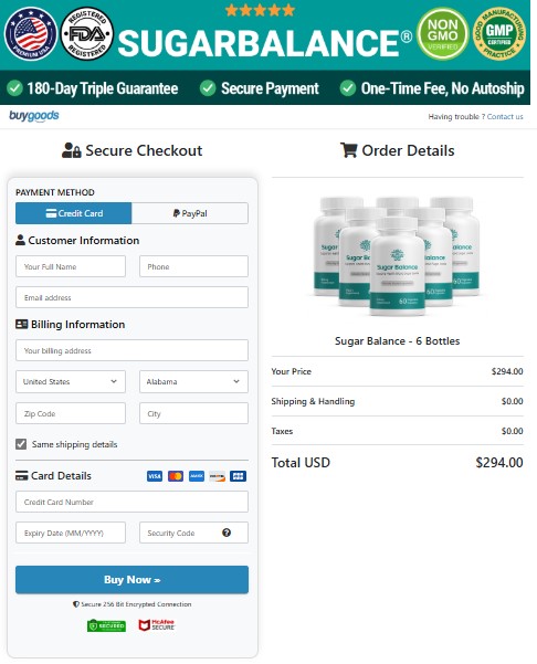 Sugar Balance Order Page